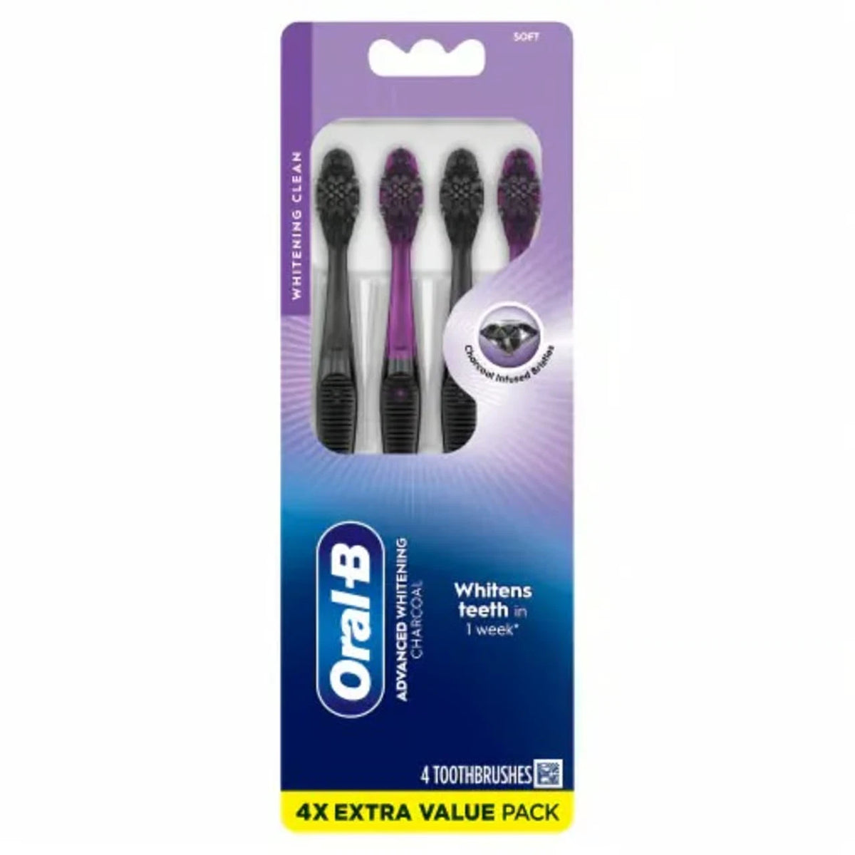 Oral BOral-B Advanced Whitening Charcoal Toothbrush, Soft, 4 Count Perspective