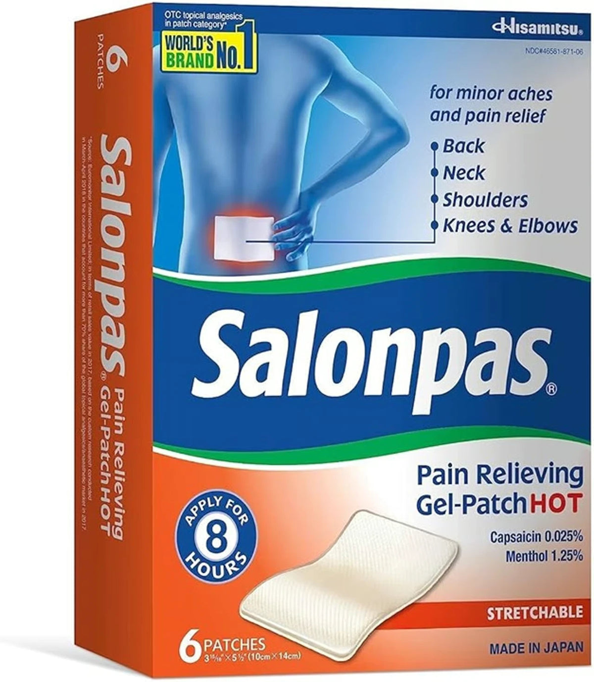 Salonpas Pain Relief Patches for Back, Neck, Shoulder, Knee and Muscle Soreness