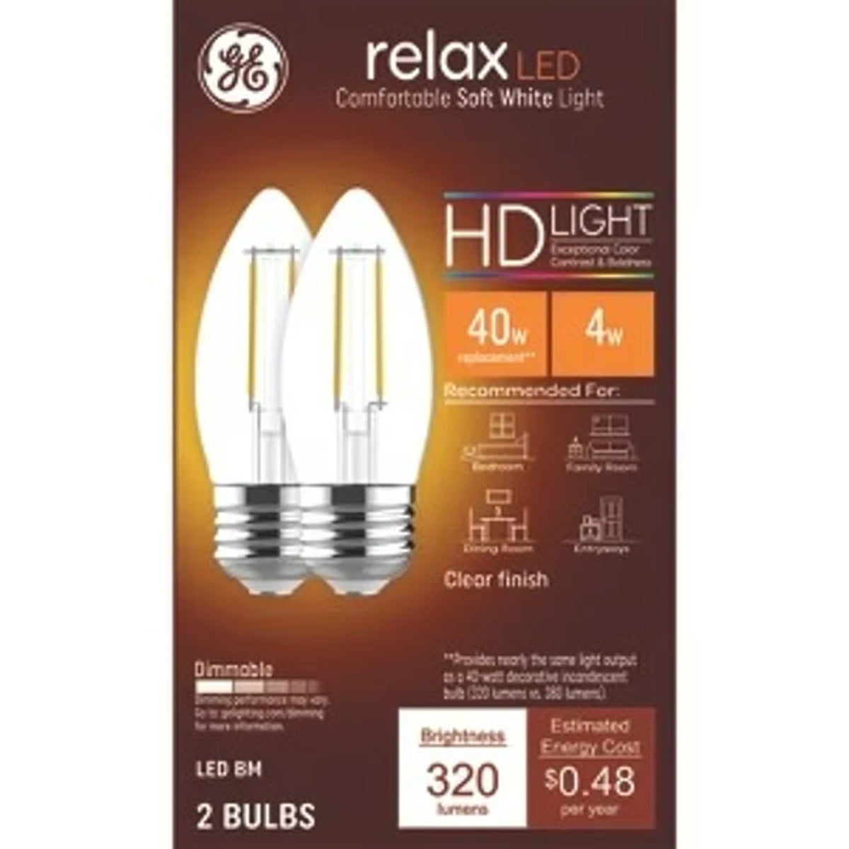 Relax LED Soft White HD Light Bulbs 2 Bulbs