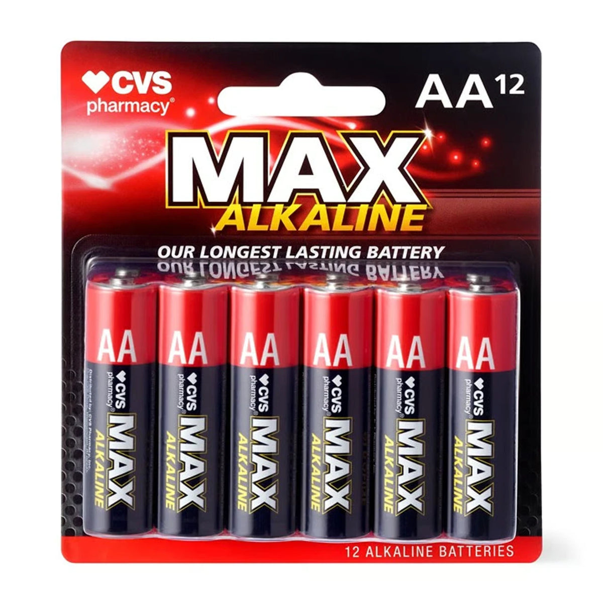 CVS Max Alkaline Batteries, AA, 1.5 Volt, 12 Count