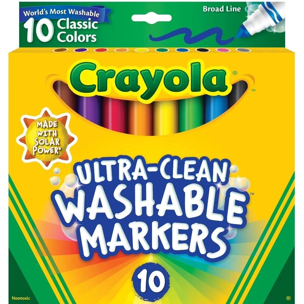 Crayola Ultra-Clean Washable Broad Line Markers, 10 Ct