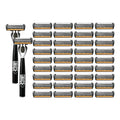 6-Layer Men's Safety Razor Set with Replaceable Stainless 2 handles 36 blades