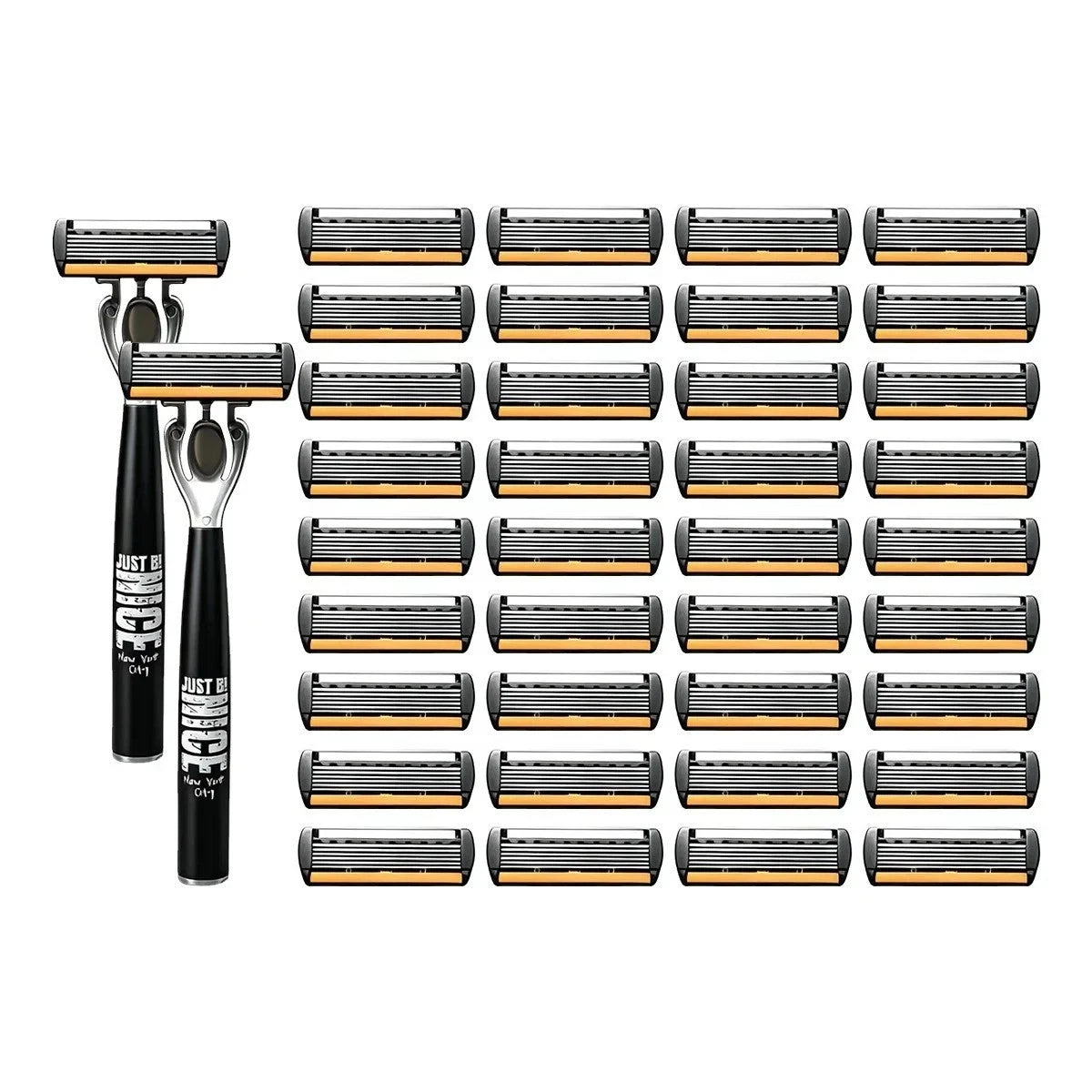 6-Layer Men's Safety Razor Set with Replaceable Stainless 2 handles 36 blades