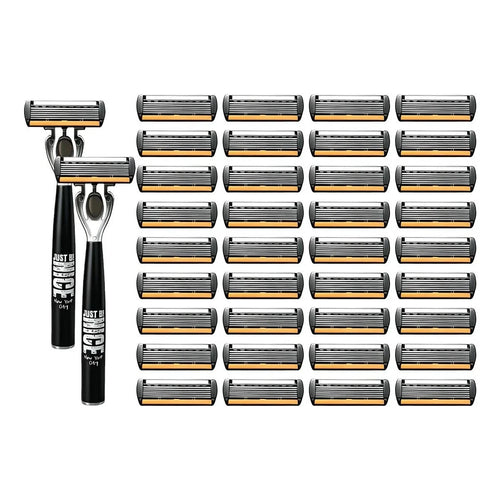 6-Layer Men's Safety Razor Set with Replaceable Stainless 2 handles 36 blades
