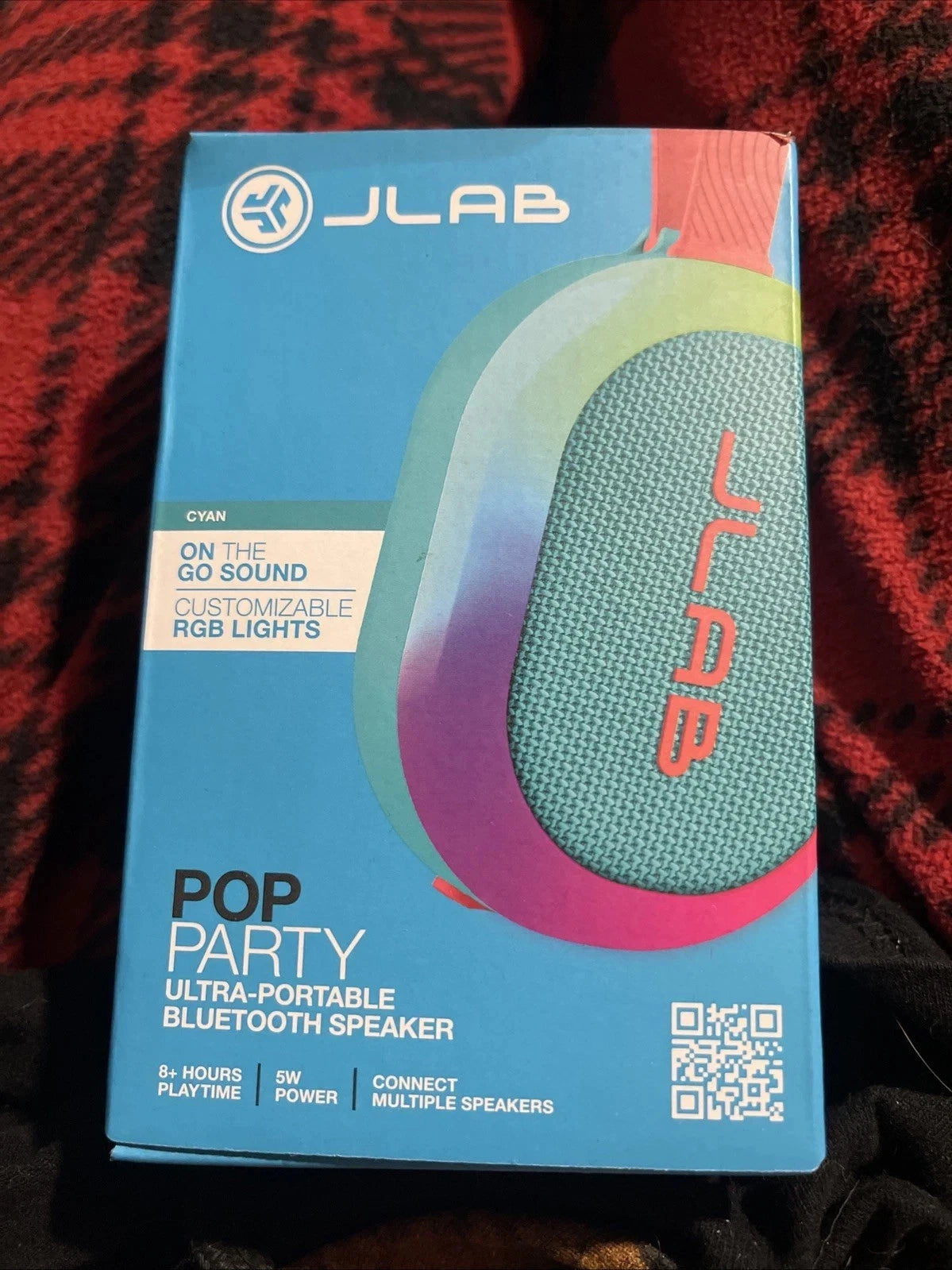 JLab Pop Party Ultra-Portable Bluetooth Speaker - Black NEW SEALED - RGB Lights